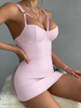 Pink PU Leather Sexy Dress
