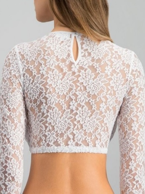 Long Sleeve Lace See-Through Waist
