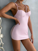 Pink PU Leather Sexy Dress