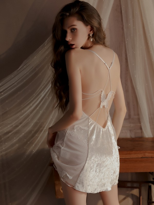 White Velvet Slip Nightdress