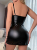 Side Slit Patent Leather Sexy Dress