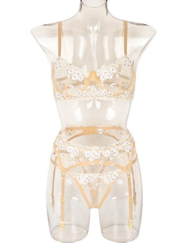 Floral Embroidery Three-piece Set