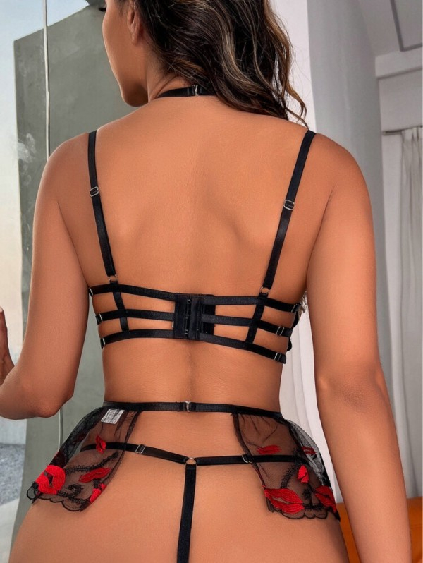 Lipstick Printed Lace Sexy Sets