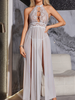 Hemline Halter Slit Dress