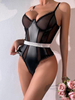 Patent Leather Mesh Lace Suspenders