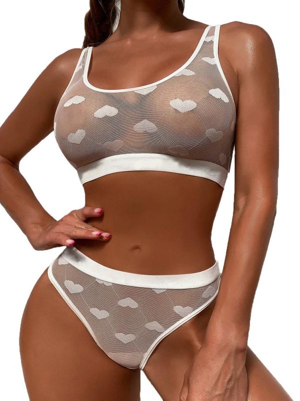 Heart Printed Lace Sexy Sets