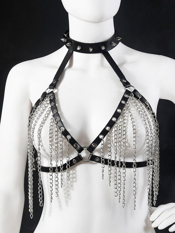 Sexy SM Leather Chain Top