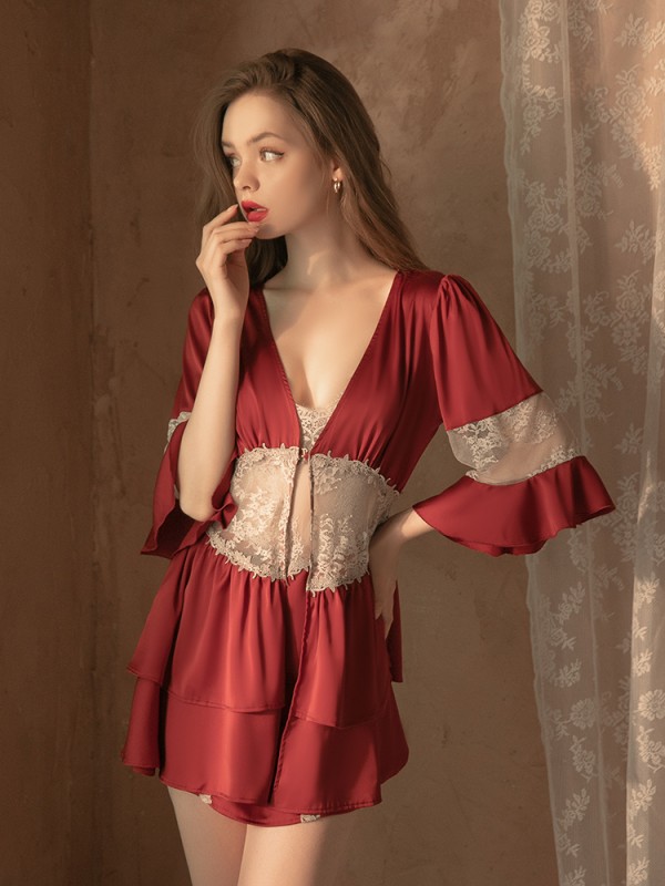 Lace Satin Nightdress Set