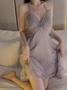 Backless Mesh Halter Nightgown