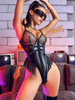 Mesh Patent Leather Sexy Corset