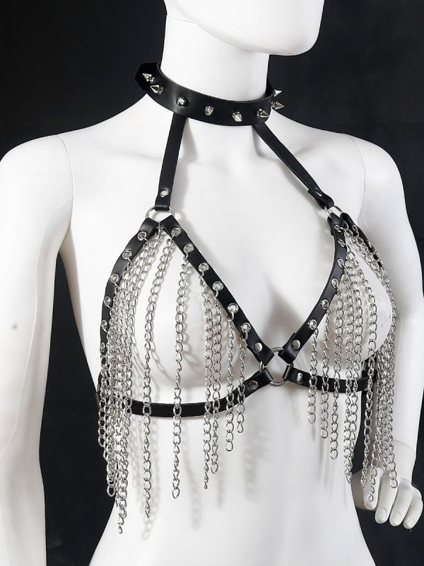 Sexy SM Leather Chain Top