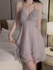 Backless Mesh Halter Nightgown