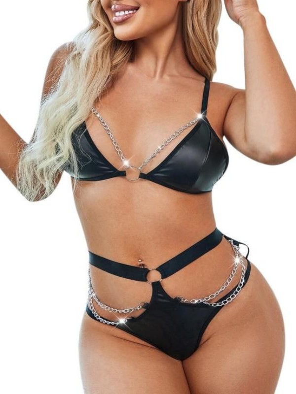 Hollowed-out Patent Leather Sets