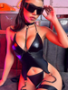 Patent Leather Sexy Sets With Chain