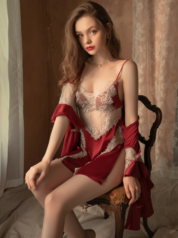 Lace Satin Nightdress Set