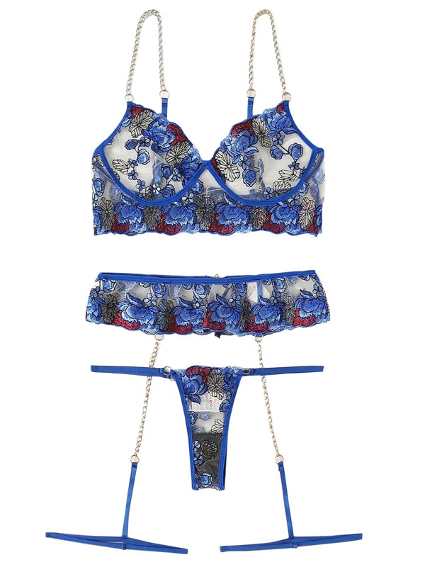Lace With Belt Chain Sets