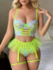 Lace Pattern See-Through Strap Multi-Piece Set