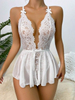 Lace Deep-V Neck Sets