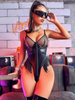 Mesh Patent Leather Sexy Corset