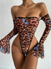 Sexy Sleeved One-Piece Leopard Print