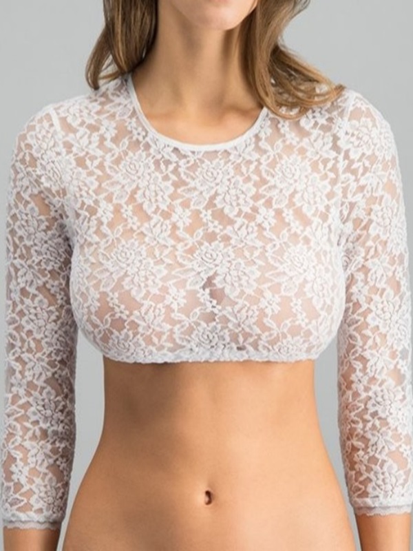 Long Sleeve Lace See-Through Waist