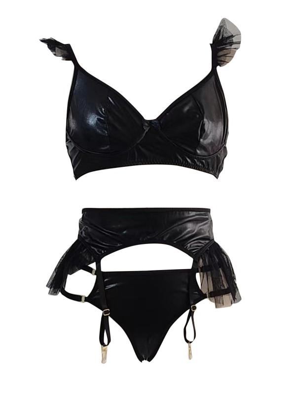 Patent Leather Splicing Sexy Sets
