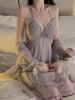 Backless Mesh Halter Nightgown