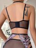 Lace Pattern Three Point See-Through Suspenders