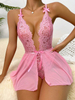 Lace Deep-V Neck Sets