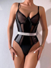 Patent Leather Mesh Lace Suspenders