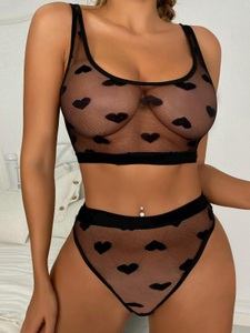 Heart Printed Lace Sexy Sets