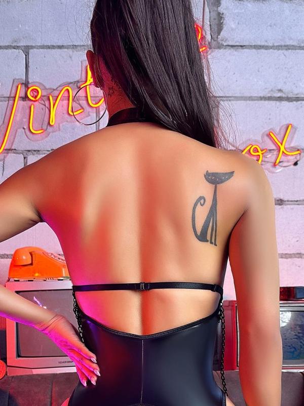 Patent Leather Sexy Sets With Chain