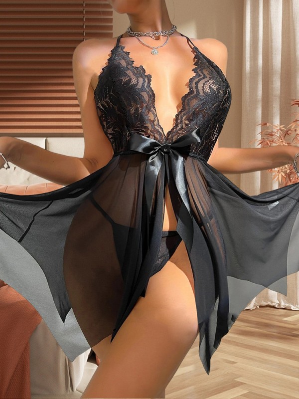 Mesh Bowknot Sexy Dress