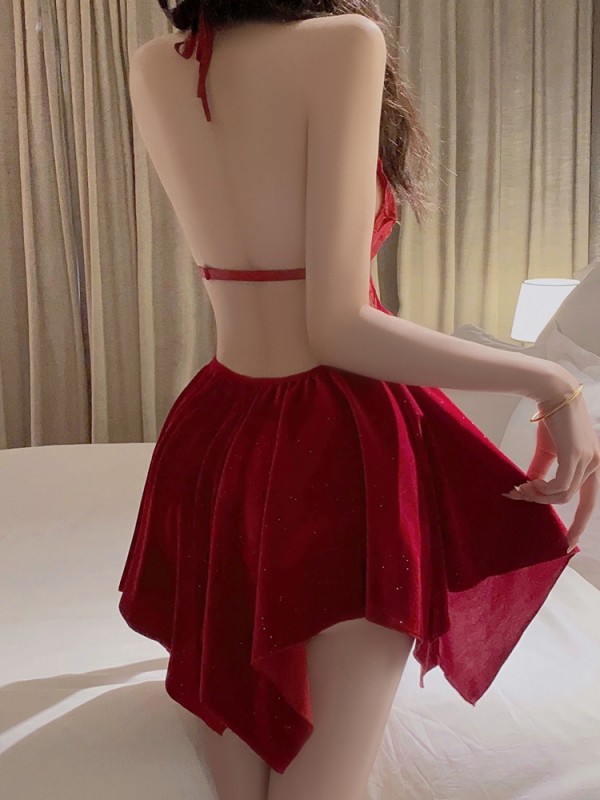 Deep V Butterfly Velvet Robe