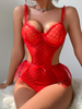 Sexy Women's Mesh Mesh Bow Onesie