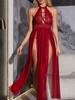 Hemline Halter Slit Dress