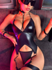 Patent Leather Sexy Sets With Chain