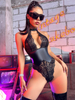 Lace Patent Leather Sexy Corset