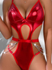 Hollow-Out Patent Leather Corset