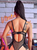 Mesh Patent Leather Sexy Corset