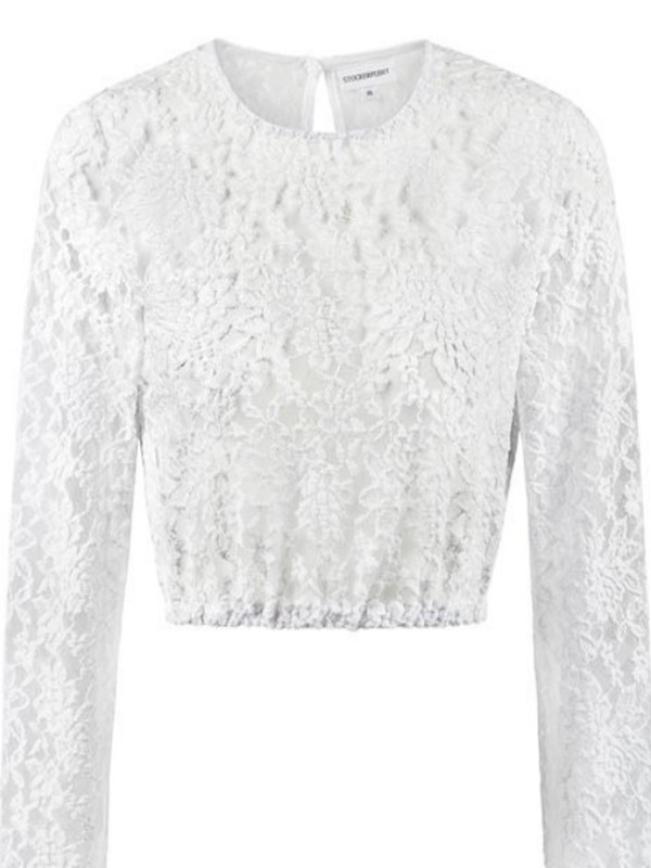 Long Sleeve Lace See-Through Waist