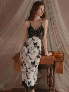 Butterfly Print Halter Nightgown