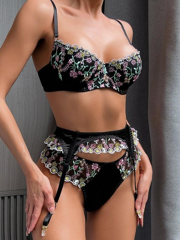 Embroidered Flower Sweet Suit