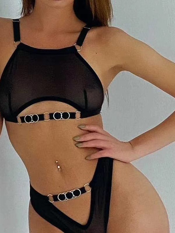Mesh See-Through Split Suit