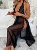 Long Split Backless See-Through Slip Nightdress